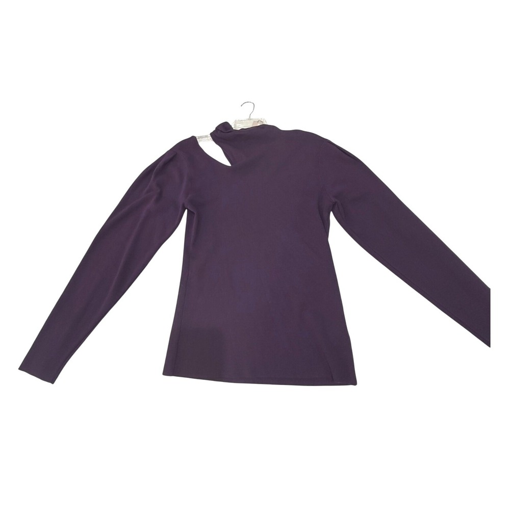 BCBGeneration Womens Purple Cutout Mock Neck Ribbed Long Sleeve Knit Top XL NEW